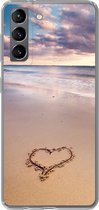 Samsung Galaxy S21 hoesje - Hart op het strand in Nederland - Siliconen Telefoonhoesje