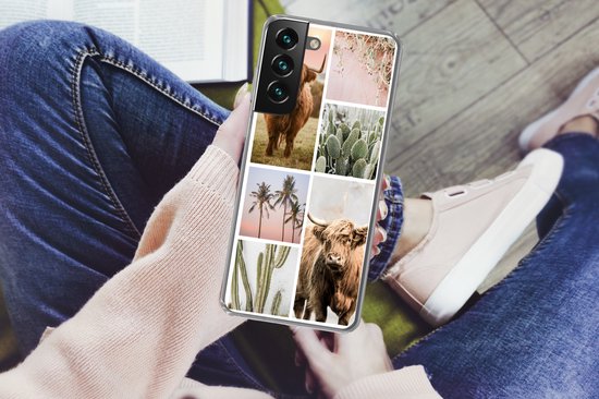 Coque Samsung Galaxy S22 Plus - Scottish Highlander - Succulent - Pastel - Coque de téléphone en Siliconen