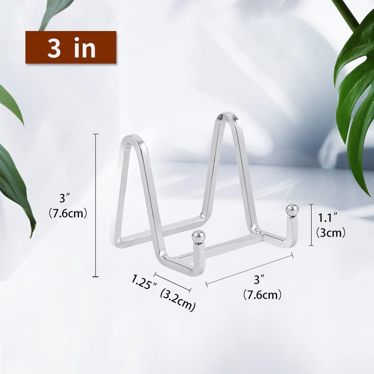 Tincogo Display Stand Foto Ezel - Metalen Plaat Stand | Houder Display Pictures Frame | Decoratieve Schotel | Tafelblad Art-3-Sliver