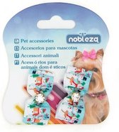 Nobleza Kledingaccessoires voor honden en katten - Hondenstrikje met elastiek - Kattenstrikje haar - 3,8 cm - Lichtblauw - Sneeuwpoppen met dennenbomen - 2 stuks