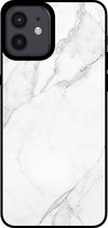 Smartphonica Phone coque pour iPhone 12/12 Pro avec imprimé marbre - Coque arrière en TPU design marbre - Wit / Coque arrière adaptée pour iPhone 12 ; iPhone 12 Pro