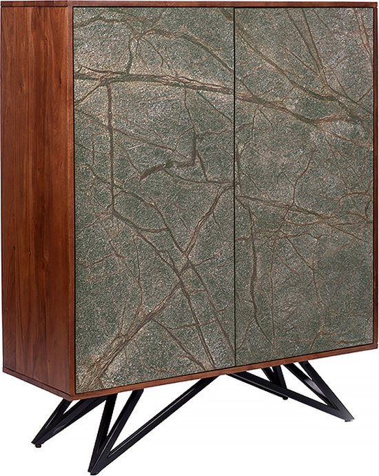Buffet en bois Massief MOUNTAIN SOUL Meuble 120 cm en véritable pierre naturelle d'acacia - 43794