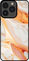 Smartphonica Telefoonhoesje voor iPhone 13 Pro met marmer opdruk - TPU backcover case marble design - Oranje / Back Cover geschikt voor Apple iPhone 13 Pro