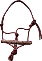 Touwhalster ‘zigzag’ Bordeaux-Beige maat Mini Shet | red, donker, halster, touwproducten, paard