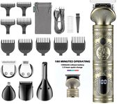 Professionele Tondeuse - Haartrimmer - Hair Trimmer - Krachtige Draadloze Trimmer - Tondeuse voor Mannen - USB Oplaadbaar - Baardtrimmer - Oplaadbaar - 4x Opzetstuk - Zwart