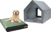 Rexproduct Medisch Dog House - Niches pour chiens d'intérieur - Coussin Medisch pour chien inclus - Niches pour la maison - Niche pour chien - Lit pour chien fabriqué à partir de bouteilles PET recyclées - PETHome Light Grey Green