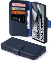 Samsung Galaxy S24 Ultra Hoesje - Luxe MobyDefend Wallet Bookcase - Blauw - GSM Hoesje - Telefoonhoesje Geschikt Voor Samsung Galaxy S24 Ultra