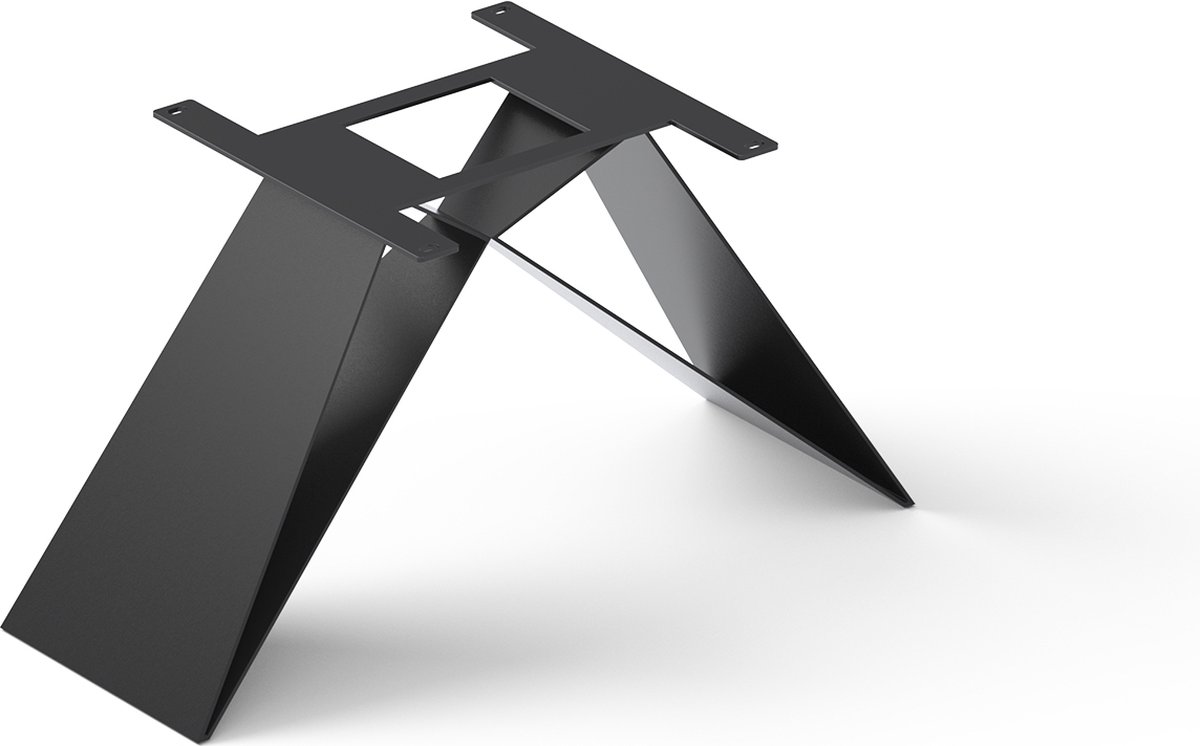 Tafelpoten V-Frame vlakstaal metaal zwart voor uittrekbare tafels van 180-220 cm