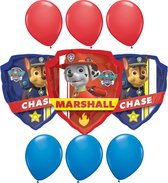 3 Paw Patrol Ballonnen 22 cm + 6 Kleur Ballonnen 32 cm - Verjaardag Versiering - Folieballon Ongevuld - Ballonnenboog Decoratie Feest - Party Slinger Jongen Meisje - De Smurfen