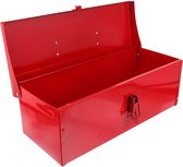 Boîte à outils en tôle d'acier, rouge, métal, mallette de rangement avec fermeture métallique, 39 x 16 cm