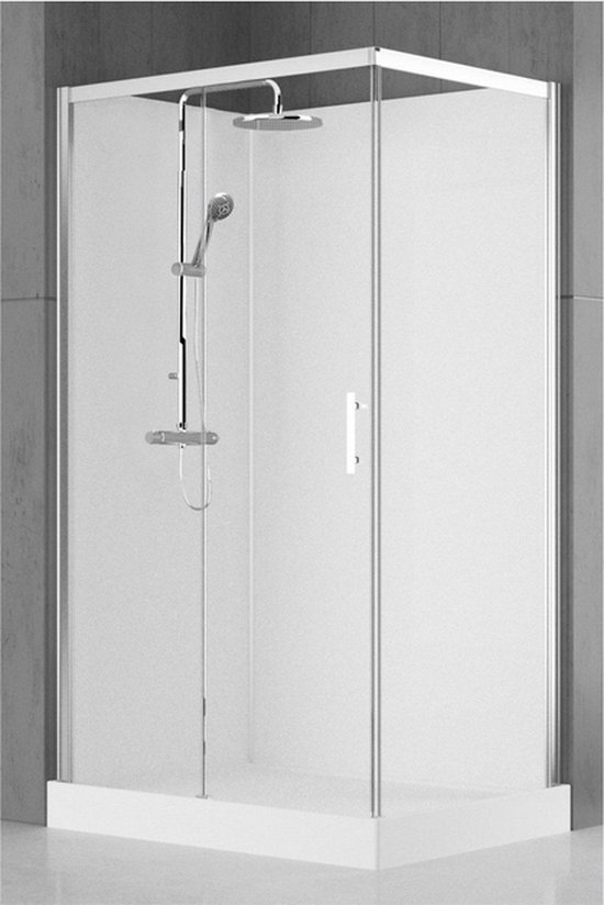 Nemo Spring Vidrio Douchecabine - links - 120x90cm - schuifdeur - vaste wanden - veiligheidsglas - thermostatische douchekraan