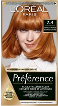 3x L'Oréal Préférence Permanente Haarkleuring 7.4 Mango Koper