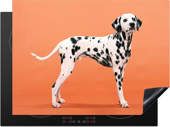 KitchenYeah® Inductie beschermer 70x52 cm - Hond - Dalmatiër - Oranje - Kookplaataccessoires - Afdekplaat voor kookplaat - Inductiebeschermer - Inductiemat - Inductieplaat mat