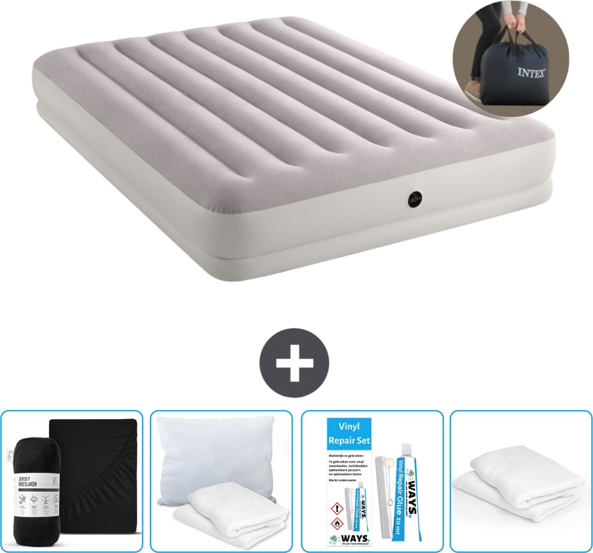 Intex Luchtbed - 2-Persoons - 152 x 203 x 30 cm - Grijs - Inclusief pomp - Accessoires CB17