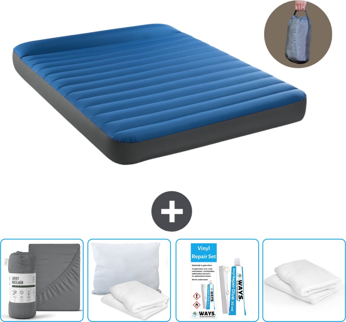 Intex Luchtbed - 2-Persoons - 152 x 203 x 22 cm - Blauw - Inclusief pomp - Accessoires CB19