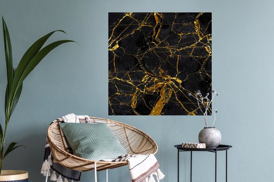 Stickers Stickers muraux - Marbre - Goud - Zwart - Glitter - 80x80 cm - Feuille adhésive