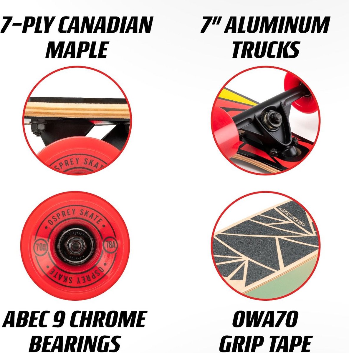 Osprey Shapes 39" Twin Tip Longboard - Drop-Through Trucks - ABEC 9 — afbeelding 7