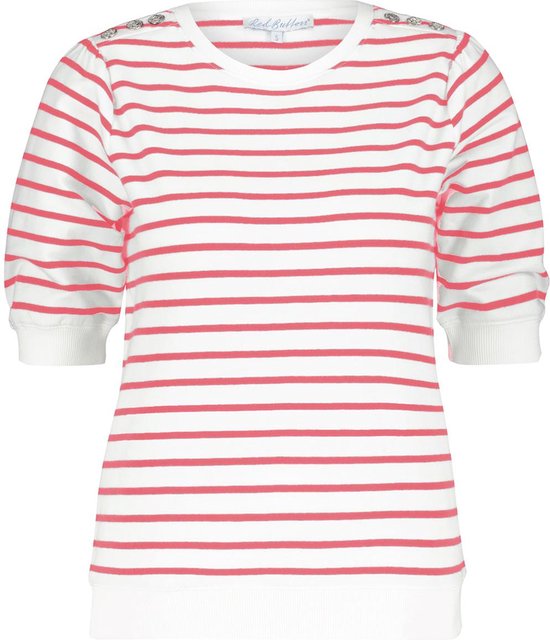 Red Button Trui Terry Stripe Short Sleeve Srb4162 Coral Dames Maat - M