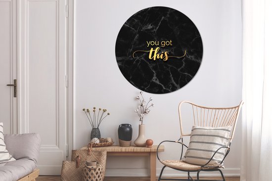 WallCircle - Cercle mural ⌀ 150 - Citations - Motivation - Or - Marbre - Tableaux ronds salon - Plaque murale ronde - Cercle de Décoration murale - Décoration de chambre à l'intérieur - Cercle Décoration murale - Accessoires de maison