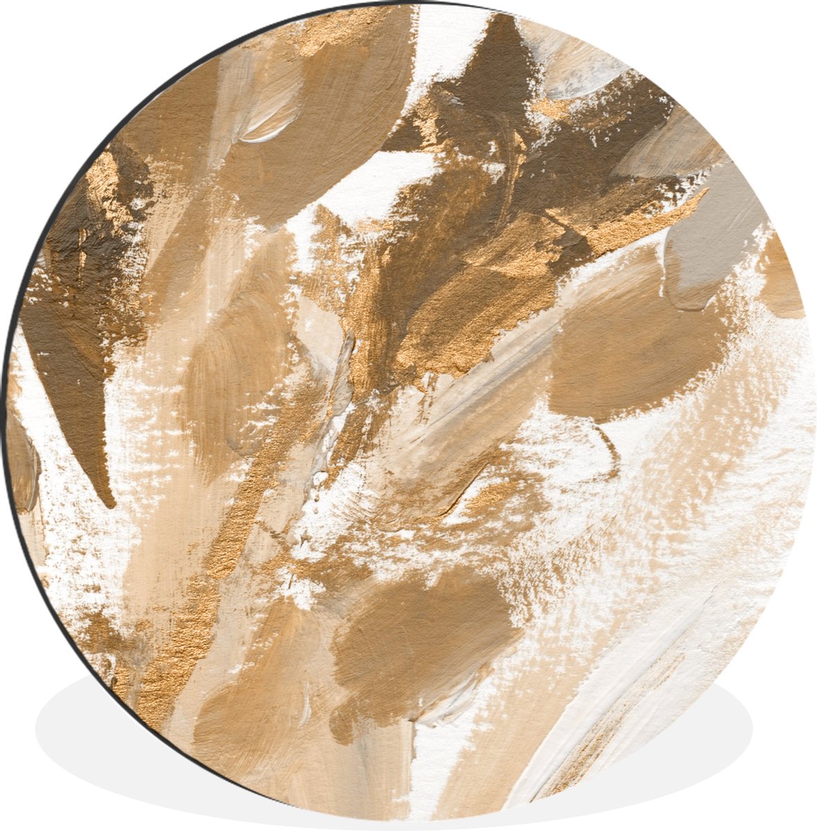 WallCircle - Wandcirkel - Muurcirkel - Verf - Goud - Wit - Aluminium - Dibond - 30x30 cm - Binnen en Buiten