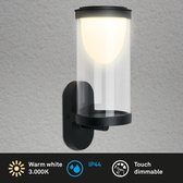 BRILONER - LED Akku wandlamp - Touch - Verwisselbare batterij - Zwart - Verwisselbare printplaat - 24 x 12 x 10 cm - Zwart