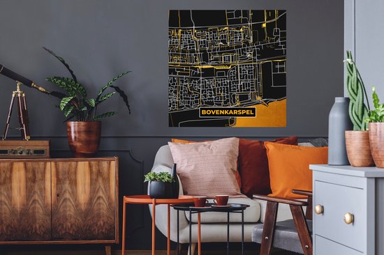 Stickers Stickers muraux - Carte - Or - Bovenkarspel - Carte - Plan de la ville - 80x80 cm - Feuille adhésive