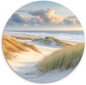 WallCircle - Cercle mural ⌀ 30 - Plage - Dunes - Herbe d'ammophile - Mer des Wadden - Tableaux ronds salon - Plaque murale ronde - Cercle de Décoration murale - Décoration de pièce à l'intérieur - Cercle Décoration murale - Accessoires de maison
