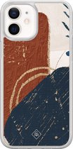 Casimoda® hoesje - Geschikt voor iPhone 12 Mini - Abstract Terracotta - 2-in-1 case - Schokbestendig - Geometrisch patroon - Verhoogde randen - Rood, Transparant