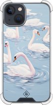 Casimoda® hoesje - Geschikt voor iPhone 13 Mini - Zwanen - Shockproof case - Extra sterk - TPU/polycarbonaat - Blauw, Transparant