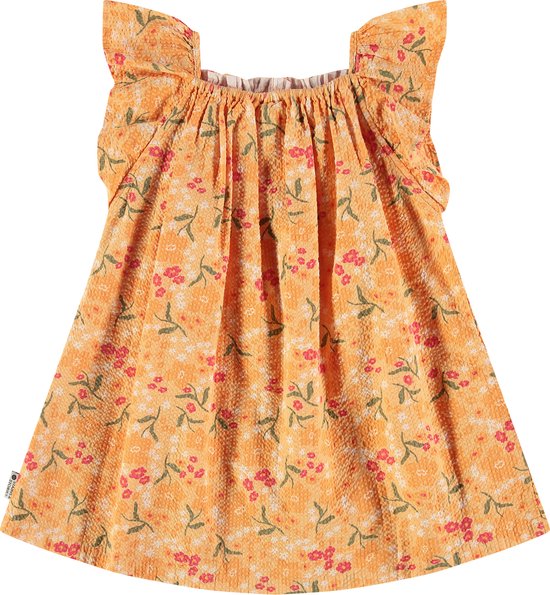 Stains and Stories girls dress short sleeve Meisjes Jurk - cantaloupe - Maat 116