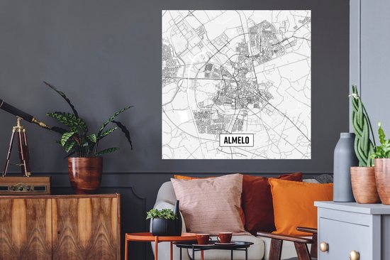 Stickers muraux - Plan de la ville Almelo - 100x100 cm - Feuille adhésive XXL - Carte