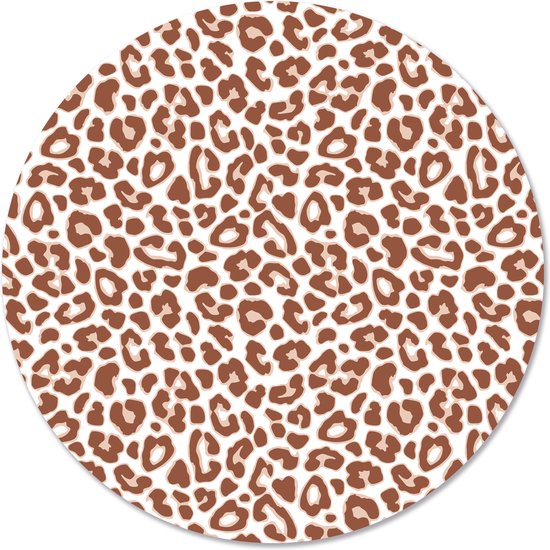 Label2X - Muurcirkel leopard terracotta - Ø 40 cm - Dibond - Multicolor - Wandcirkel - Rond Schilderij - Muurdecoratie Cirkel - Wandecoratie rond - Decoratie voor woonkamer of slaapkamer
