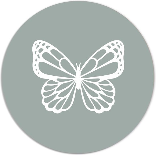 Label2X - Muurcirkel green butterfly - Ø 40 cm - Forex - Multicolor - Wandcirkel - Rond Schilderij - Muurdecoratie Cirkel - Wandecoratie rond - Decoratie voor woonkamer of slaapkamer