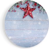 Artaza Forex Muurcirkel Kerst Achtergrond Met Sneeuw Op Tafel - 50x50 cm - Klein - Wandcirkel - Rond Schilderij - Muurdecoratie Cirkel
