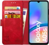 Rosso Element Book Case Wallet Hoesje Geschikt voor Samsung Galaxy A05s | Portemonnee | 3 Pasjes | Magneetsluiting | Stand Functie | Rood