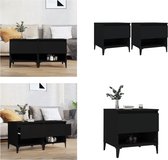 vidaXL Table d'appoint - Industriel - Set de 2 - Zwart - 50 x 46 x 50 cm (L x L x H) - Table