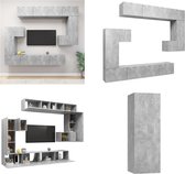 vidaXL 8-delige Tv-meubelset bewerkt hout betongrijs - Tv-kastenset - Tv-kastensets - Tv-kasten - Tv-meubelset