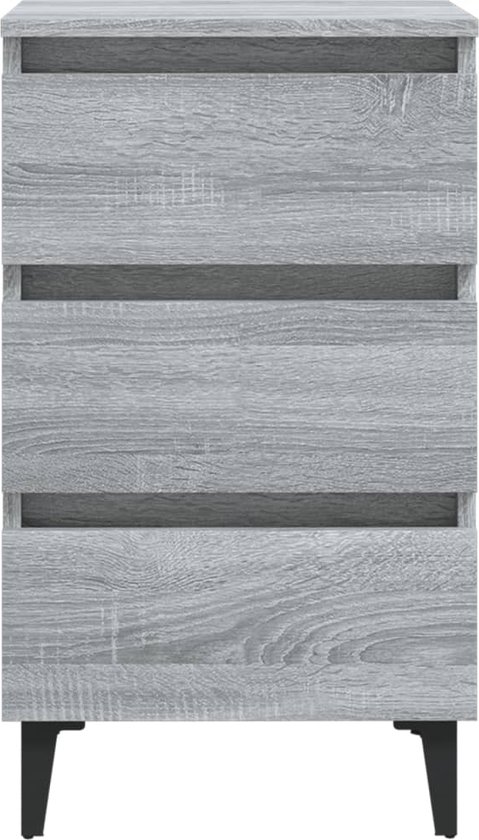 vidaXL Table de chevet avec pieds en métal 40x35x69 cm Chêne Sonoma gris - Table de chevet - Tables de chevet - Armoire de chevet - Armoire d'appoint