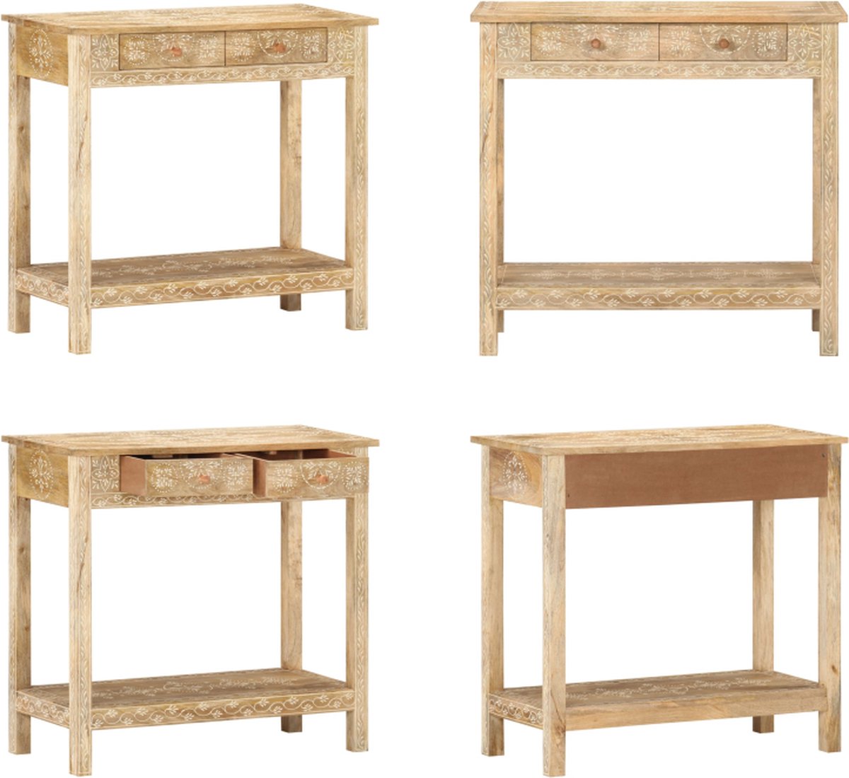 vidaXL Wandtafel - 80x35x74 - cm - massief - mangohout Bruin