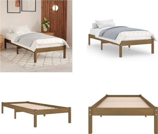 vidaXL Bedframe massief grenenhout honingbruin 100x200 cm - Bedframe - Bedframe - Bed Frame - Bed Frames