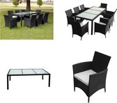 vidaXL 9-delige Tuinset met kussens poly rattan zwart - Tuintafel En Stoel - Tuintafels En Stoelen - Tuintafel Set - Tuintafel Sets