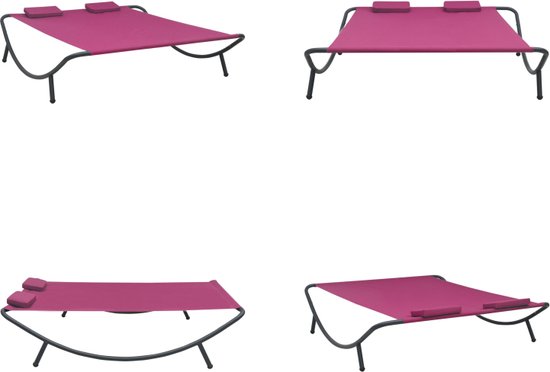 vidaXL Loungebed stof roze - Ligstoel - Ligstoelen - Loungebed - Loungebedden