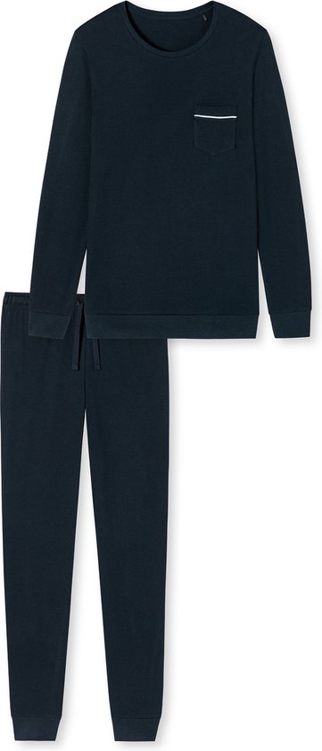 SCHIESSER Fine Interlock pyjamaset - heren pyjama lang interlock donkerblauw - Maat: M