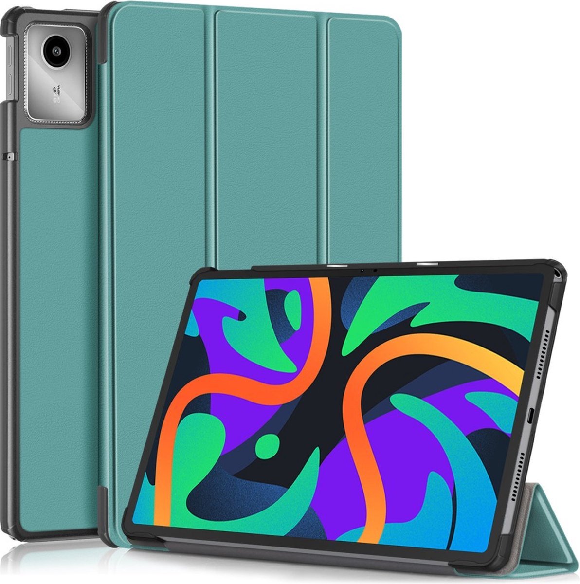 Tablethoes geschikt voor Lenovo Tab M11 Hoesje - Tri-Fold Book Case met Wake/Sleep - Groen