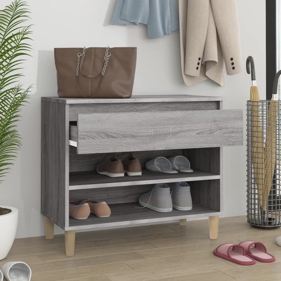 Schoenenkast 70x36x60 cm bewerkt hout zwart | -nl