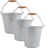 3x seaux/pots de fleurs/pots de plantes en zinc 5 litres - Décoration de jardin - Seau à fleurs/boîte à fleurs/jardinière - Seau de Décoration