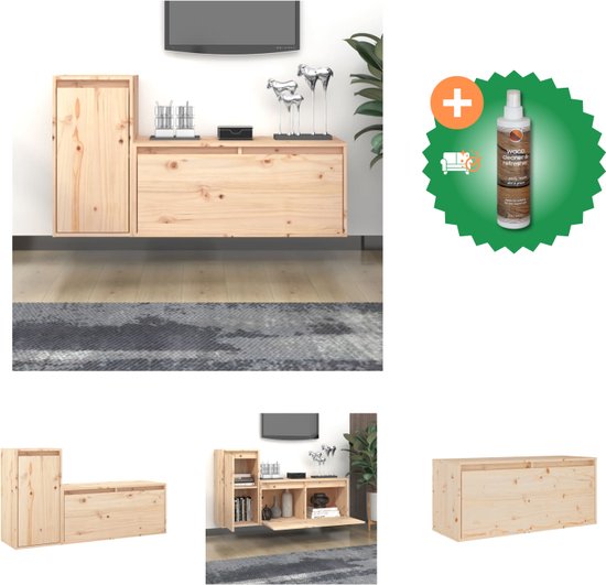 vidaXL Tv-meubelen 2 st massief grenenhout - Kast - Inclusief Houtreiniger en verfrisser
