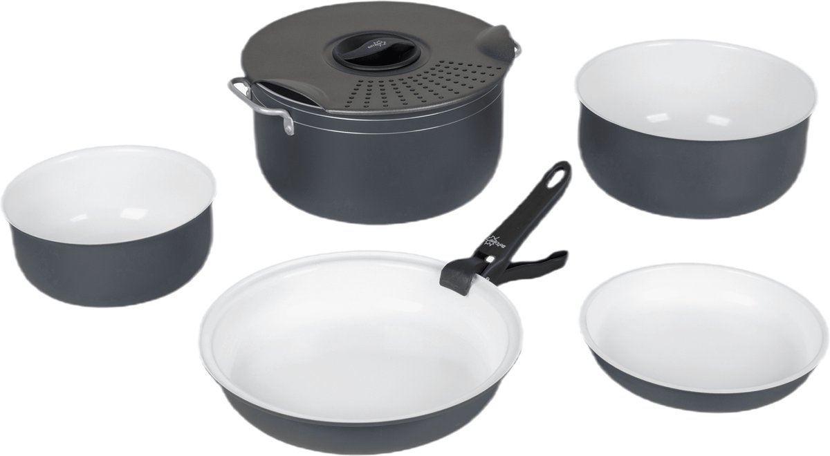 Bo-Camp Pannenset - Camping - 7-Delig - Keramische coating - Aluminium