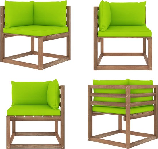 vidaXL Tuinhoekbank pallet groen geïmpregneerd grenenhout Tuinbank Inclusief
