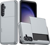 Coverup Hybrid Card Slider Back Cover - Geschikt voor Samsung Galaxy A55 Hoesje - Grijs